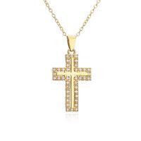 Cubic Zircon Micro Pave Brass Necklace, gold color plated, different styles for choice & micro pave cubic zirconia & for woman, 19x34mm, Length:Approx 17.7 Inch, Sold By PC