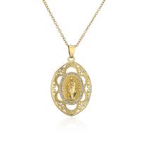 Cubic Zircon Micro Pave Brass Necklace, gold color plated, different styles for choice & micro pave cubic zirconia & for woman, 26x36mm, Length:Approx 17.7 Inch, Sold By PC