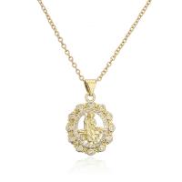 Cubic Zircon Micro Pave Brass Necklace, gold color plated, different styles for choice & micro pave cubic zirconia & for woman, 18x27mm, Length:Approx 17.7 Inch, Sold By PC