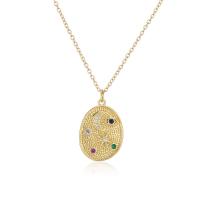 Cubic Zircon Micro Pave Brass Necklace gold color plated micro pave cubic zirconia & for woman multi-colored Length Approx 17.7 Inch Sold By PC
