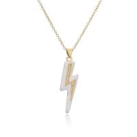 Cubic Zircon Micro Pave Brass Necklace, Lightning Symbol, gold color plated, micro pave cubic zirconia & for woman & enamel, more colors for choice, 12x38mm, Length:Approx 17.7 Inch, Sold By PC