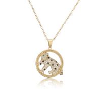 Cubic Zircon Micro Pave Brass Necklace, gold color plated, micro pave cubic zirconia & for woman, 25x30mm, Length:Approx 17.7 Inch, Sold By PC
