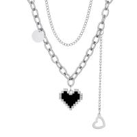 Multi Layer Necklace Zinc Alloy Heart platinum color plated multilayer & Unisex & enamel nickel lead & cadmium free Length Approx 20 Inch Sold By PC