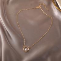 Plastic Pearl Necklace Zinc Alloy with Plastic Pearl with 1.96inch extender chain gold color plated for woman & hollow Length Approx 17.7 Inch Sold By PC