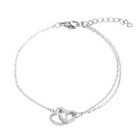 Zinc Alloy Bracelet with 1.96inch extender chain Heart platinum color plated for woman & with rhinestone & hollow nickel lead & cadmium free Length Approx 6.3 Inch Sold By PC