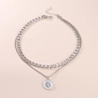 Zinc Alloy smykker halskæde, med 1.96inch extender kæde, Flad Rund, forgyldt, Dobbelt lag & for kvinde, flere farver til valg, nikkel, bly & cadmium fri, Længde Ca. 15.7 inch, Ca. 17.7 inch, Solgt af PC