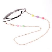 Brass Mask Chain Holder, with Resin & Plastic Pearl, Butterfly, plated, portable & for woman, more colors for choice, 15x11mm, 6mm, 10mm, Length:Approx 72 cm, Sold By PC