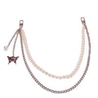 Tibetan Style Waist Chain, with Plastic Pearl & Stainless Steel, Butterfly, silver color plated, Double Layer & for woman, 10mm, Length:Approx 17.7 Inch, Approx 21.6 Inch, Sold By PC