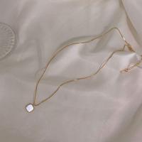 Zinklegierung Schmuck Halskette, mit Harz Muschel, Quadrat, plattiert, Modeschmuck & für Frau, keine, Länge:ca. 16 ZollInch, verkauft von PC