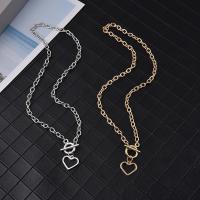 Zinc Alloy Jewelry Necklace Heart plated oval chain & for woman & hollow nickel lead & cadmium free Length Approx 15.7 Inch Sold By PC