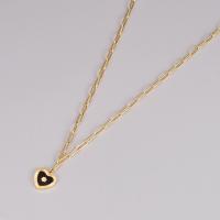 Zinc Alloy Jewelry Necklace with 1.96inch extender chain Heart gold color plated for woman & enamel nickel lead & cadmium free Length Approx 17.7 Inch Sold By PC