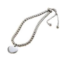 Stainless Steel Jewelry Bracelet 304 Stainless Steel Flat Round Vacuum Ion Plating ball chain & for woman Length Approx 7-9.8 Inch Sold By PC