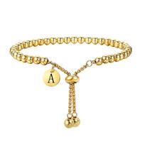 Stainless Steel Jewelry Bracelet, 304 Stainless Steel, Vacuum Ion Plating, ball chain & different styles for choice & with letter pattern & for woman, gold, Length:Approx 7-9.8 Inch, Sold By PC