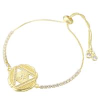 Cubic Zirconia Micro Pave Brass Bracelet, gold color plated, Adjustable & micro pave cubic zirconia & for woman & hollow, 24x20x3mm, Length:Approx 10 Inch, Sold By PC