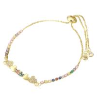 Cubic Zirconia Micro Pave Brass Bracelet, gold color plated, Adjustable & micro pave cubic zirconia & for woman, multi-colored, 30x6x2mm, Length:Approx 9 Inch, Sold By PC