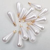 Plastic Pendants Zinc Alloy with Plastic Pearl Teardrop gold color plated DIY nickel lead & cadmium free Sold By Bag
