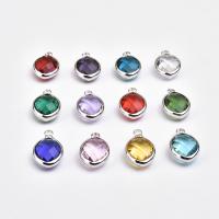 Brass Jewelry Pendants, with Glass, plated, DIY, more colors for choice, nickel, lead & cadmium free, 9x16mm, Sold By PC