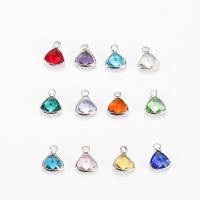 Brass Jewelry Pendants with Glass Triangle plated DIY & faceted nickel lead & cadmium free Sold By PC