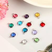 Brass Jewelry Pendants with Glass Round plated DIY & faceted nickel lead & cadmium free Sold By PC