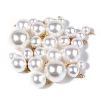 ABS Plastic Pendants ABS Plastic Pearl with Zinc Alloy white Sold By Bag