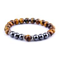 Natural Tiger Eye Bracelets with Obsidian & Zinc Alloy for man mixed colors Sold By PC