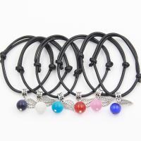 Cats Eye Bracelets, Korean Waxed Cord, with Cats Eye & Tibetan Style, anti-fatigue & for woman, more colors for choice, Length:Approx 21 cm, Sold By PC