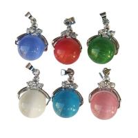 Cats Eye Pendants with Zinc Alloy polished with rhinestone 12mm Sold By PC