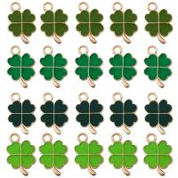 Tibetan Style Enamel Pendants, Four Leaf Clover, more colors for choice, 11x18mm, 100PCs/Bag, Sold By Bag