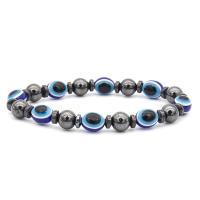 Hematite Bracelet, with Plastic, Evil Eye, Unisex, more colors for choice, Length:Approx 21 cm, Sold By PC