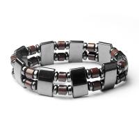 Hematite Bracelet, with Red Agate, polished, Unisex, mixed colors, Length:Approx 21 cm, Sold By PC