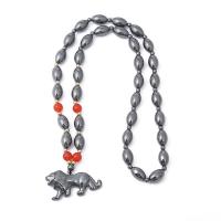 Hématite collier de chandail, avec Agate, unisexe, couleurs mélangées, Longueur:68 cm, Vendu par PC