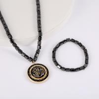 Hematite Necklace with Zinc Alloy Unisex & enamel & with rhinestone mixed colors Length 45 cm Sold By PC