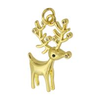 Cubic Zirconia Micro Pave Brass Pendant, Deer, gold color plated, Christmas Design & fashion jewelry & DIY & micro pave cubic zirconia, golden, 16x26x3mm, Hole:Approx 3mm, 10PCs/Lot, Sold By Lot