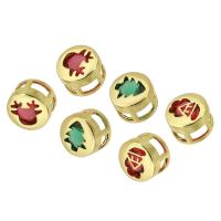 Brass Slide Charm gold color plated Christmas Design & fashion jewelry & DIY & micro pave cubic zirconia Approx 2mm Sold By Lot