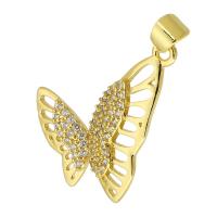 Cubic Zirconia Micro Pave Brass Pendant, Butterfly, gold color plated, fashion jewelry & DIY & micro pave cubic zirconia, gold, 23x23x3mm, Hole:Approx 4mm, 10PCs/Lot, Sold By Lot