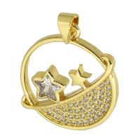 Cubic Zirconia Micro Pave Brass Pendant, gold color plated, fashion jewelry & DIY & micro pave cubic zirconia, gold, 22x25x4mm, Hole:Approx 3mm, 10PCs/Lot, Sold By Lot