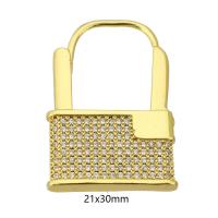 Cubic Zirconia Micro Pave Brass Pendant, Lock, gold color plated, fashion jewelry & DIY & micro pave cubic zirconia, gold, 21x30x4mm, 100PCs/Lot, Sold By Lot