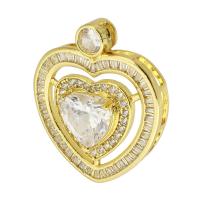 Cubic Zirconia Micro Pave Brass Pendant, Heart, gold color plated, fashion jewelry & DIY & micro pave cubic zirconia, gold, 26x31x7mm, Hole:Approx 2mm, 5PCs/Lot, Sold By Lot