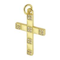 Cubic Zirconia Micro Pave Brass Pendant, Cross, gold color plated, fashion jewelry & DIY & micro pave cubic zirconia, gold, 16x25x2mm, Hole:Approx 3mm, 10PCs/Lot, Sold By Lot