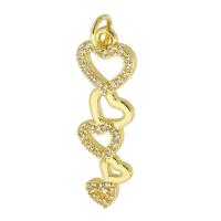 Cubic Zirconia Micro Pave Brass Pendant Heart gold color plated fashion jewelry & DIY & micro pave cubic zirconia gold Approx 3mm Sold By Lot