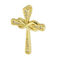 Cubic Zirconia Micro Pave Brass Pendant, Cross, gold color plated, fashion jewelry & DIY & micro pave cubic zirconia, gold, 21x30x3mm, Hole:Approx 3mm, 10PCs/Lot, Sold By Lot