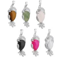 Gemstone Pendants Jewelry Brass with Gemstone silver color plated fashion jewelry & DIY gold Approx 5mm Sold By PC