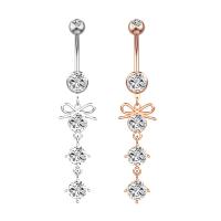 Stainless Steel Belly Ring 304 Stainless Steel with Cubic Zirconia & Brass Galvanic plating for woman & faceted 50-80mm Sold By PC