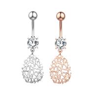 Stainless Steel Belly Ring 304 Stainless Steel with Cubic Zirconia & Brass Galvanic plating for woman & faceted & hollow 50-80mm Sold By PC