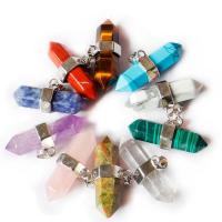 Gemstone Pendants Jewelry Natural Stone with Zinc Alloy platinum color plated & Unisex 29- Sold By PC