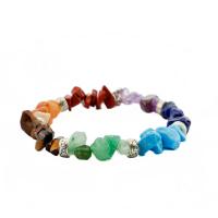 misto de pedras semi-preciosas pulseira, with liga de zinco, cromado de cor platina, para mulher, multi colorido, comprimento Aprox 18 cm, vendido por PC
