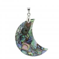 Abalone Shell Pendant, Moon, Unisex, multi-colored, 18x35mm, Sold By PC