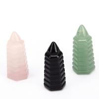 Gemstone Pendants Jewelry, Natural Stone, Tower, Carved, different materials for choice & Unisex, more colors for choice, 15x40mm, Sold By PC