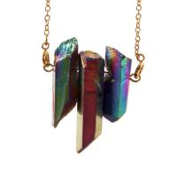 quartz clair collier de chandail, avec alliage de zinc, Placage, unisexe, multicolore, 33x60mm, Longueur:Environ 30 pouce, Vendu par PC