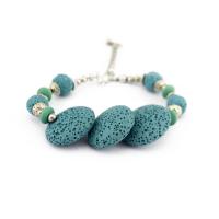 Lava Bracelet with Zinc Alloy platinum color plated Unisex blue 18mm Length Approx 7.5 Inch Sold By PC